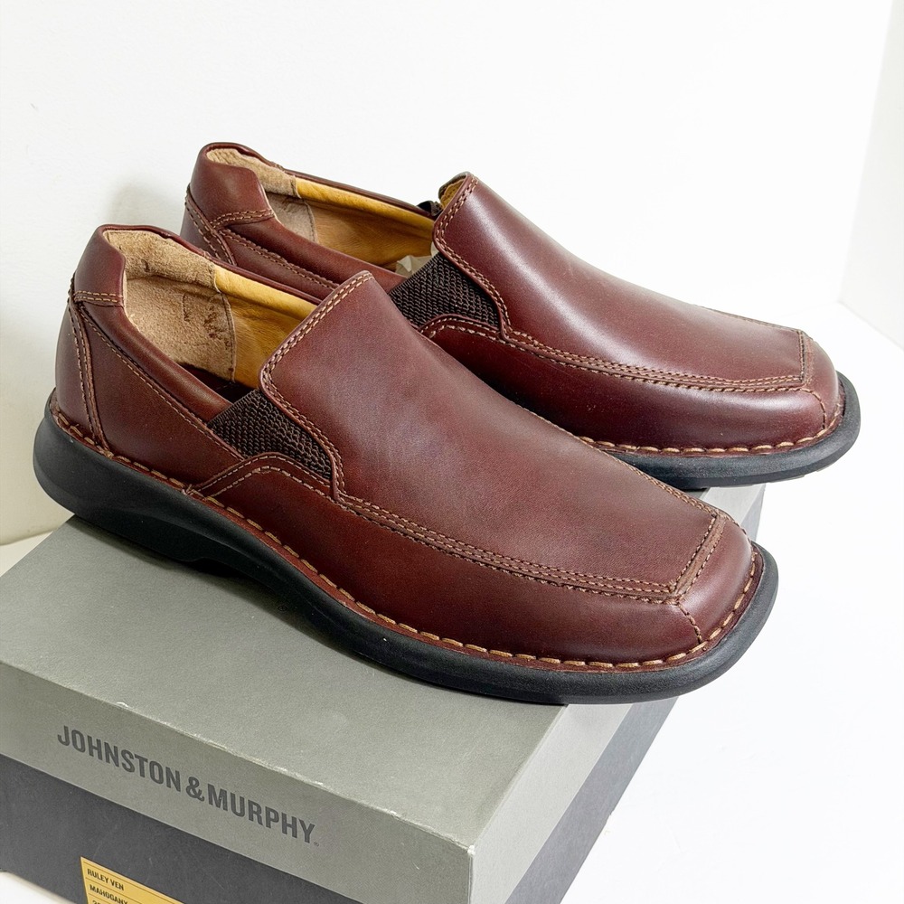 Johnston & Murphy Ruley Ven Loafers Mens 11.5 Mahogany Leather Slip On 20-7934